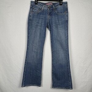 Levis Y2K Too Superlow 624 Flare Jeans Size 7M Low‎ Rise Stretch Denim Boho